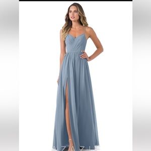 NWOT 💫 Azazie Cora Dusty Light Blue Prom Bridesmaid Gown Dress
